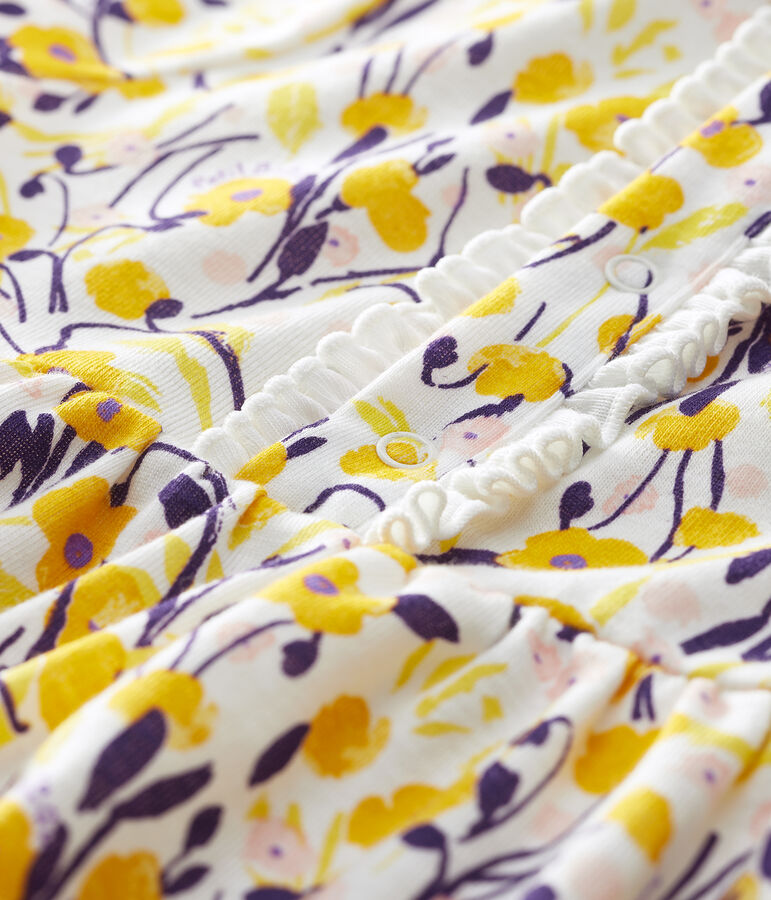 Robe manches courtes b&eacute;b&eacute; fille blanc MARSHMALLOW/blanc MULTICO