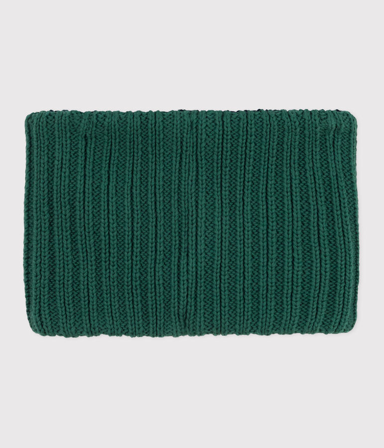 Snood enfant en tricot doubl&eacute; en polaire vert