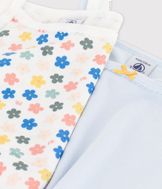 Lot de 2 chemises à bretelles fleurs rétro phosphorescents petite fille en coton variante 1