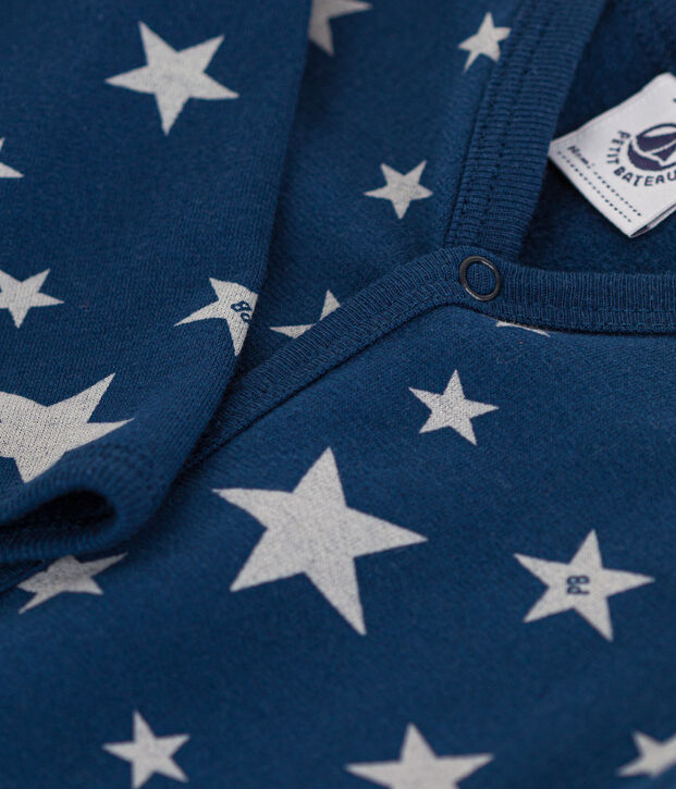 Pyjama b&eacute;b&eacute; &eacute;toiles phosphorescentes en molleton bleu/blanc