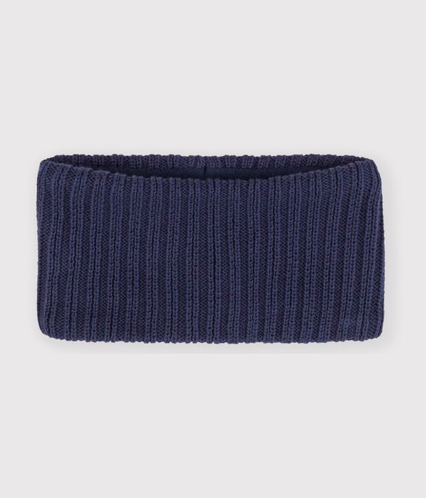 Snood b&eacute;b&eacute; en tricot uni doubl&eacute; polaire bleu marine