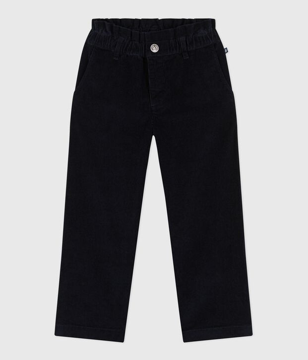 Pantalon enfant en velours uni bleu marine