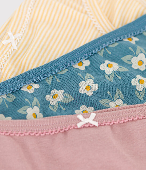 Lot de 3 culottes fleur en coton petite fille multicouleur