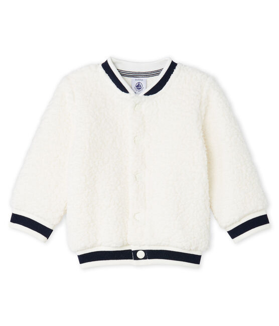 Cardigan bébé mixte en sherpa moutonnée blanc MARSHMALLOW