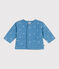 Veste bébé en coton matelassée, imprimé petites fleurs bleu ALASKA/blanc MARSHMALLOW