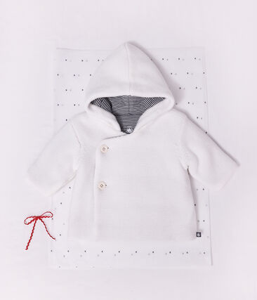Veste bébé ouatinée en tricot et doublure milleraies