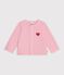 Cardigan b&eacute;b&eacute; en coton uni et badge c&oelig;ur rose clair