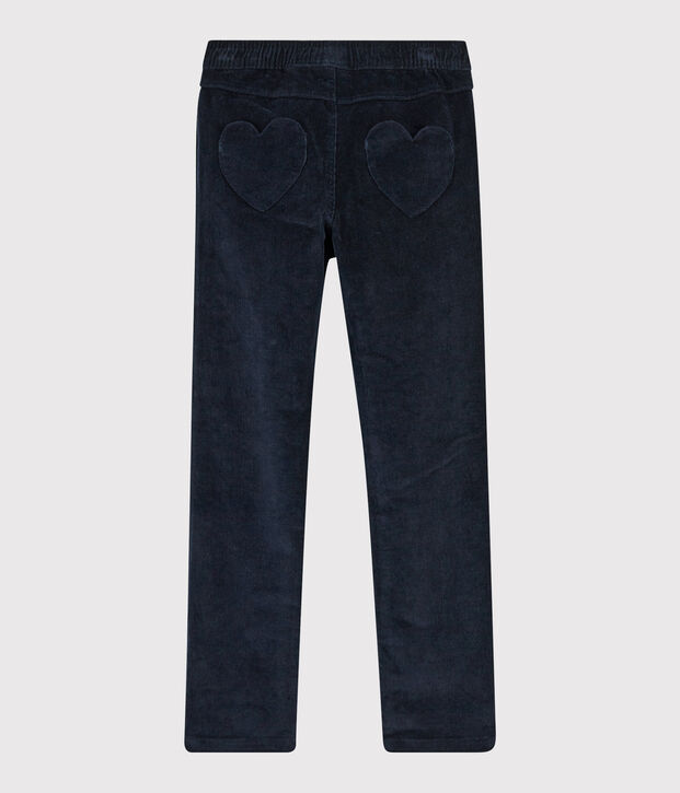 Pantalon velours enfant fille bleu marine