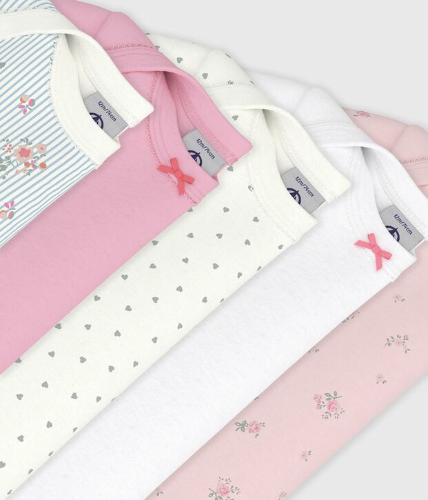 Lot de bodies manches courtes en coton imprim&eacute; fleuri b&eacute;b&eacute; multicouleur