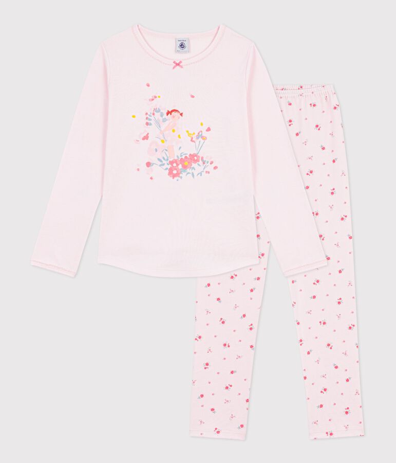 Pyjama enfant en coton &agrave; motif fleuri rose BARELY/ MULTICO