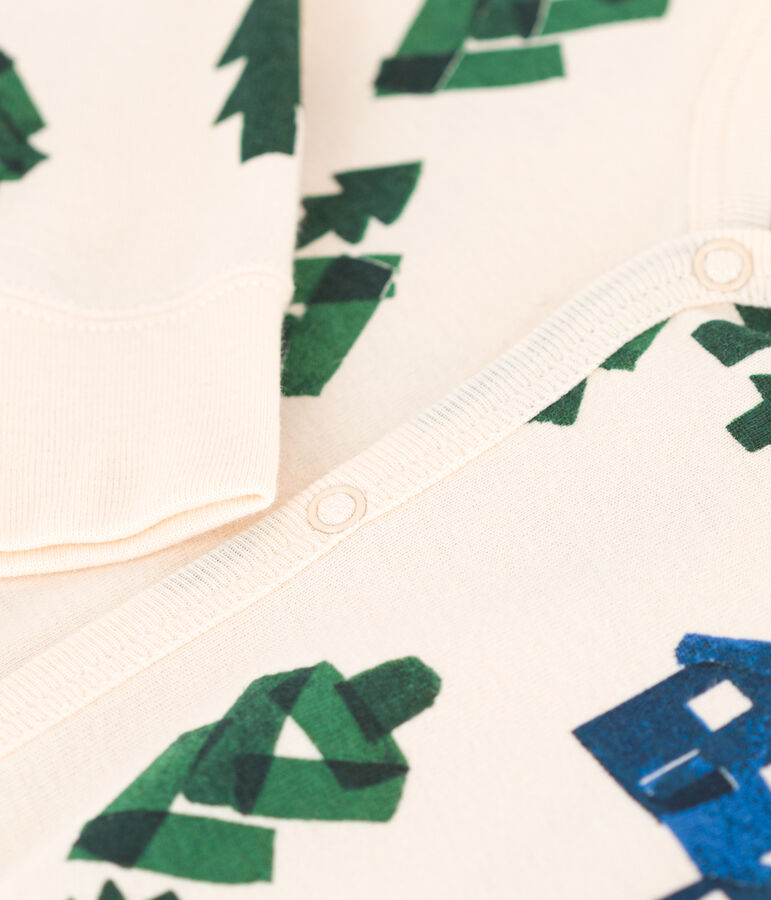 Pyjama b&eacute;b&eacute; sans pieds en coton blanc AVALANCHE/ MULTICO