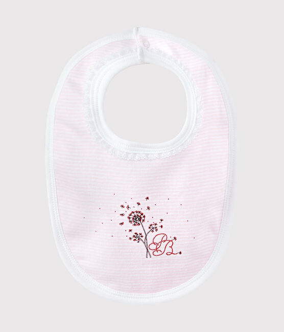 Bavoir bébé fille doublé rose VIENNE/blanc ECUME