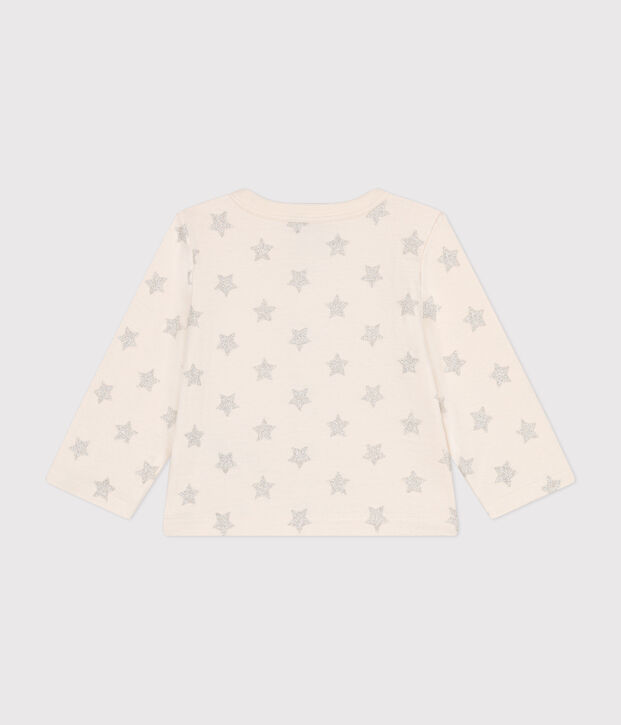 Cardigan en tubique imprim&eacute; &eacute;toile b&eacute;b&eacute; &eacute;cru/gris