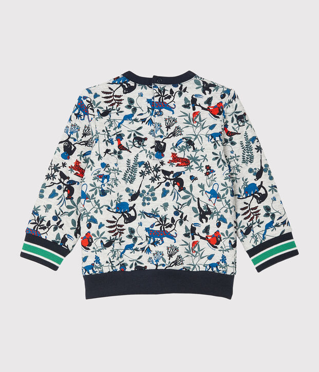 Sweatshirt b&eacute;b&eacute; gar&ccedil;on en tubique matelass&eacute; gris/multicouleur
