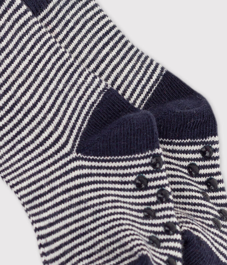 Paire de chaussettes antid&eacute;rapantes b&eacute;b&eacute; bleu/blanc