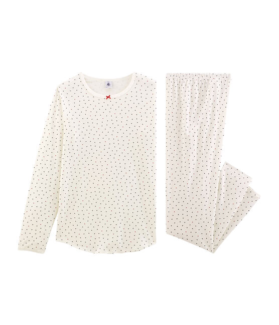 Pyjama fille en côte blanc MARSHMALLOW/blanc MULTICO