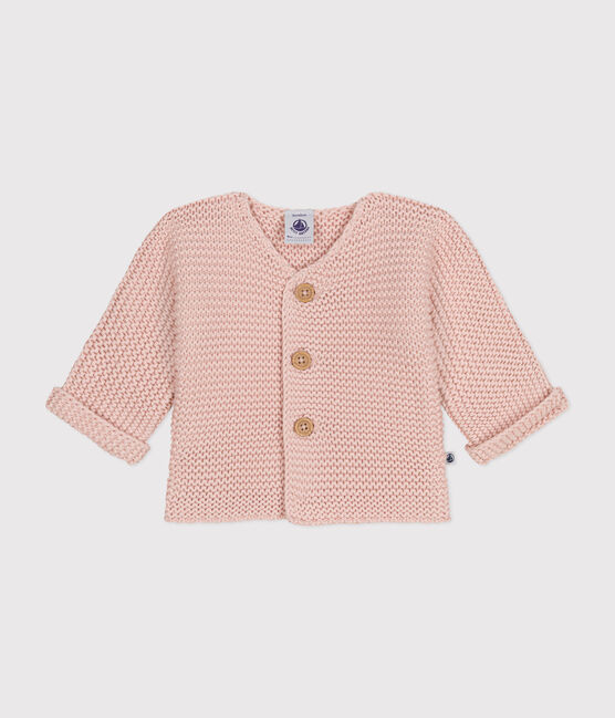 Cardigan en tricot point mousse bébé rose SALINE