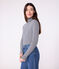 Sous-pull femme l'iconique en coton bleu SMOKING/blanc MARSHMALLOW