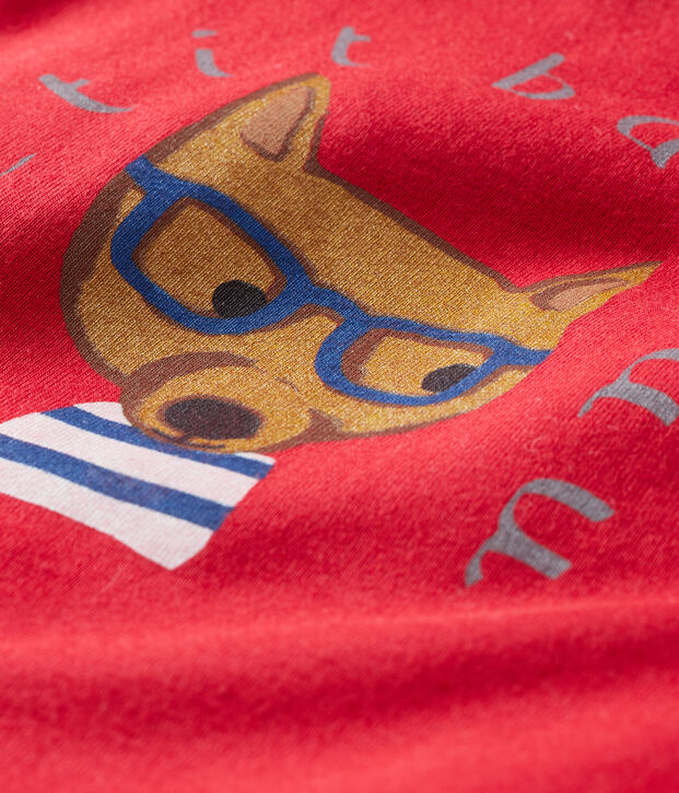 Tee shirt manches longues b&eacute;b&eacute; gar&ccedil;on rouge/gris