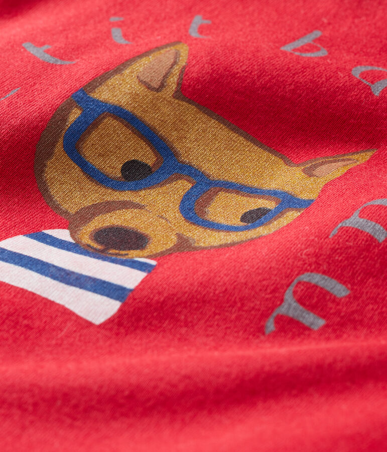 Tee shirt manches longues b&eacute;b&eacute; gar&ccedil;on rouge/gris