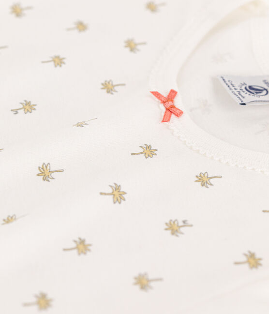 Chemise de nuit palmiers en coton petite fille blanc MARSHMALLOW/blanc MULTICO