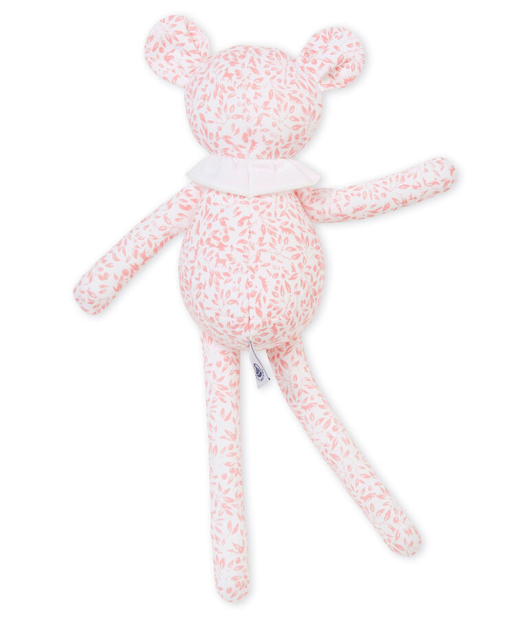 Doudou agneau jersey imprim&eacute; blanc/rose