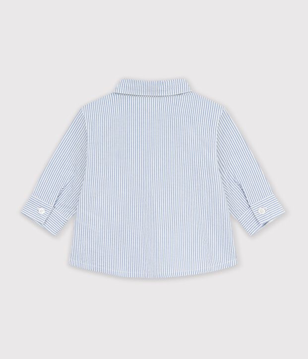 Chemise b&eacute;b&eacute; en coton &agrave; manches longues &agrave; rayures bleu/bleu