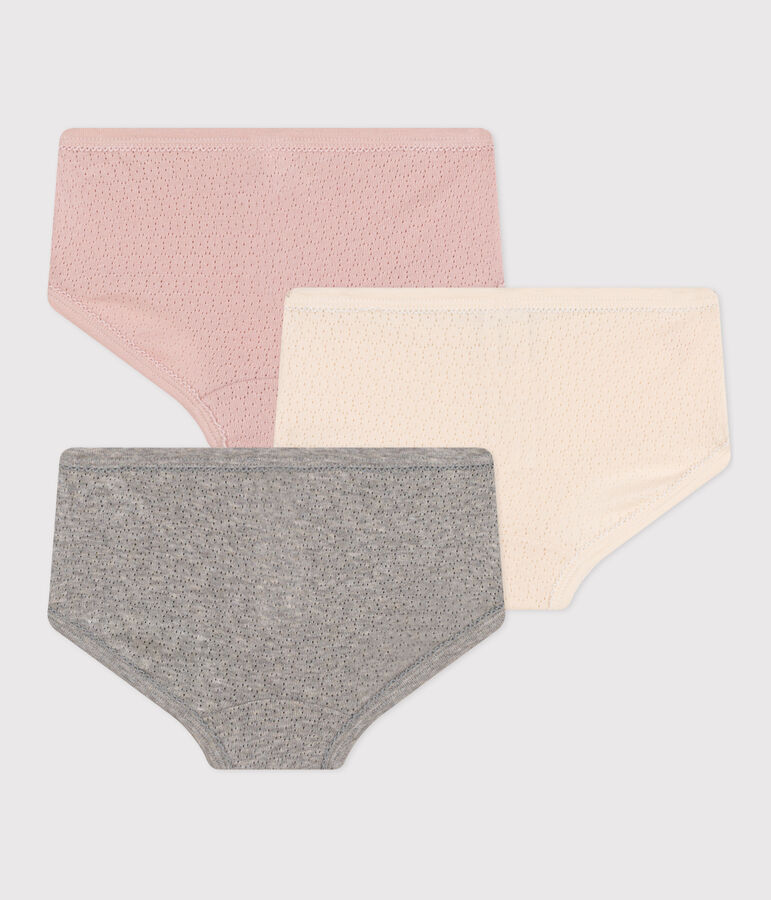 Lot de 3 culottes taille haute en coton ajour&eacute; enfant multicouleur