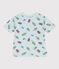 Tee-shirt enfant manches courtes en coton imprim&eacute; mouettes bleu/multicouleur