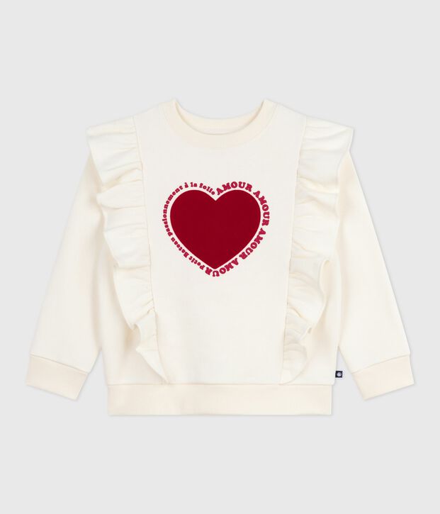 Sweatshirt enfant en coton imprim&eacute; &eacute;cru
