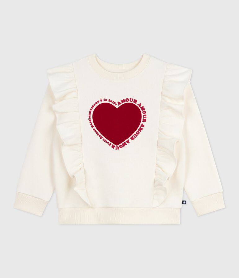 Sweatshirt enfant en coton imprim&eacute; &eacute;cru MILK