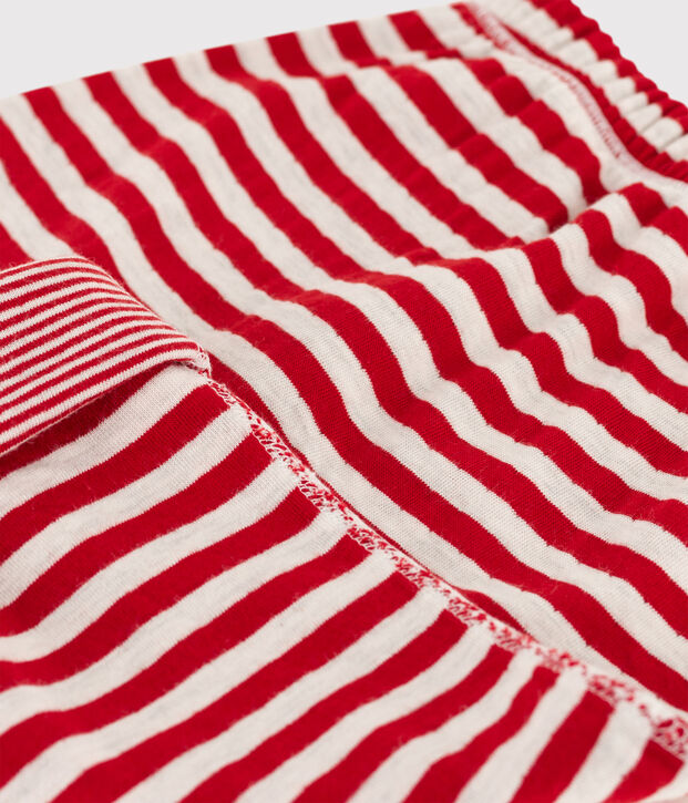 Pantalon b&eacute;b&eacute; ray&eacute; en tubique rouge/beige