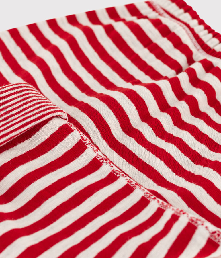 Pantalon b&eacute;b&eacute; ray&eacute; en tubique rouge/beige