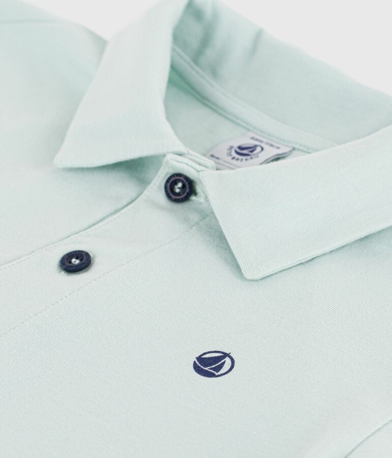 Polo enfant &agrave; manches courtes en coton bleu