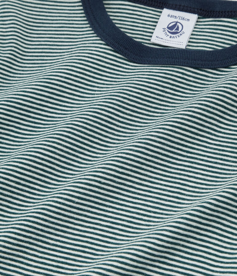 Pyjama &agrave; manches courtes petit gar&ccedil;on en c&ocirc;te vert/blanc