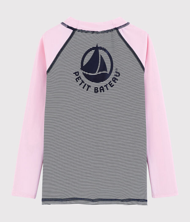 Tee-shirt anti-uv recycl&eacute; enfant fille - gar&ccedil;on rose/multicouleur