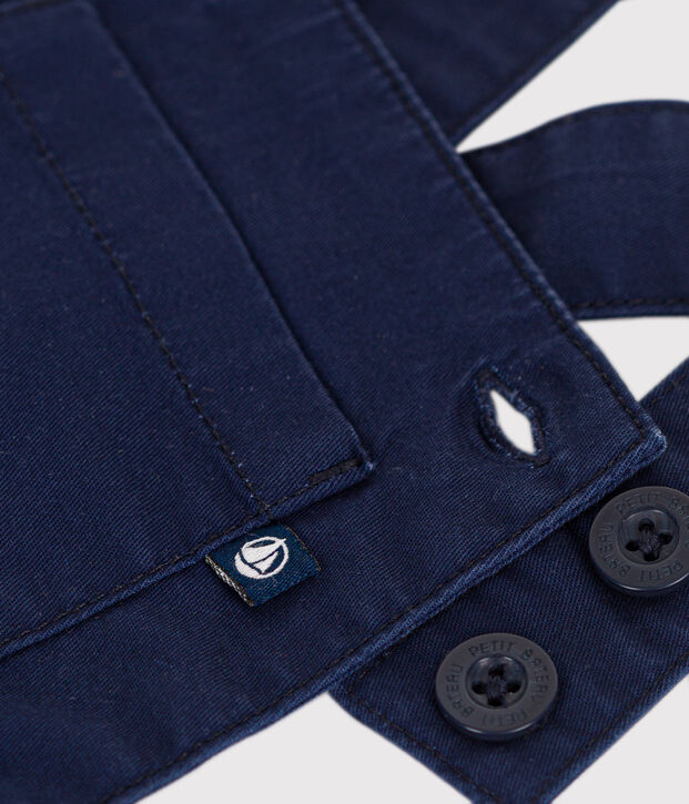 Salopette courte en serge b&eacute;b&eacute; bleu fonc&eacute;