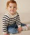 Pull en tricot de laine et coton bébé blanc MARSHMALLOW/bleu SMOKING