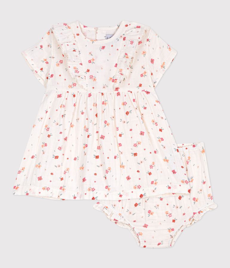 Robe sans manches b&eacute;b&eacute; en coton imprim&eacute; blanc/multicouleur