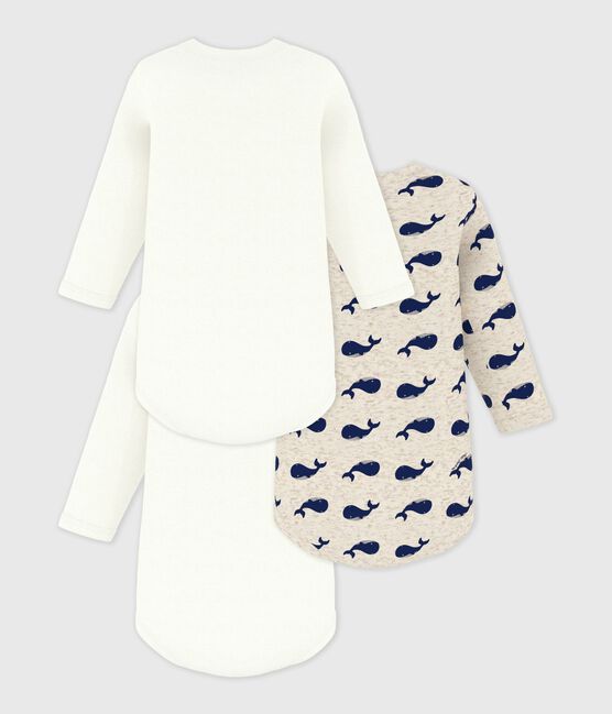 Lot de 3 bodies manches longues baleines bébé en coton variante 1