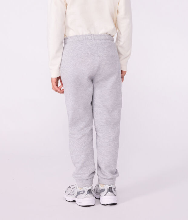 Pantalon de jogging enfant en coton uni gris