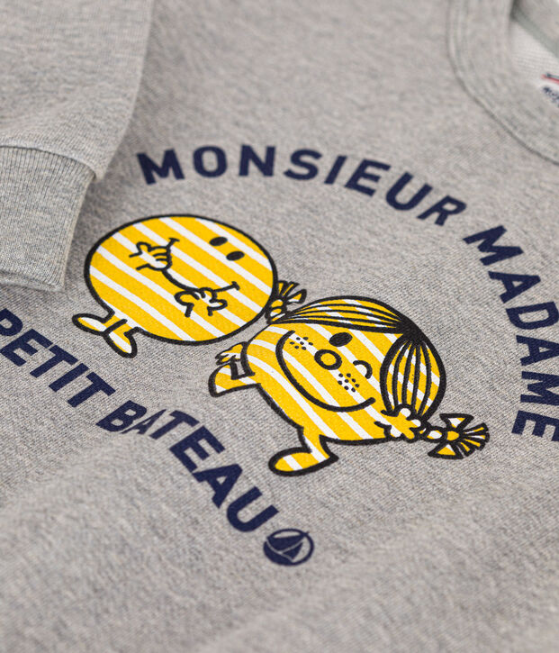 Sweatshirt Monsieur Madame en molleton enfant gris