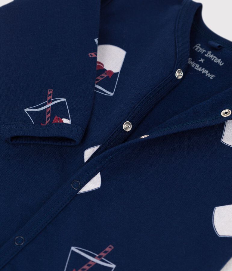 Dors bien b&eacute;b&eacute; en coton biologique Tajinebanane x Petit Bateau bleu MEDIEVAL/blanc MULTICO