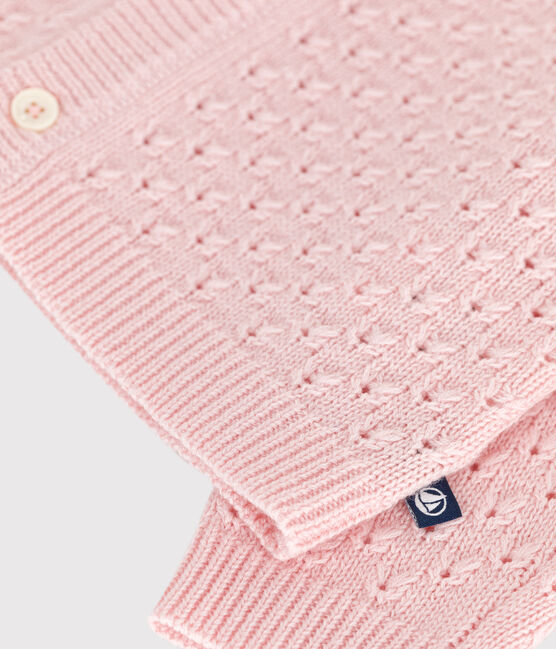 Cardigan bébé en tricot laine et coton uni rose JOLI