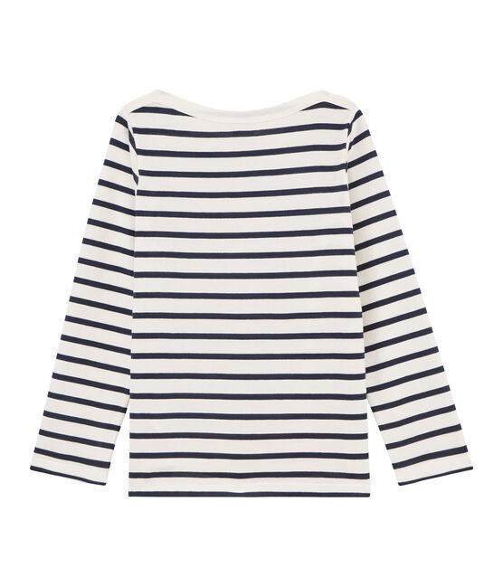 Marinière enfant mixte beige COQUILLE/bleu SMOKING