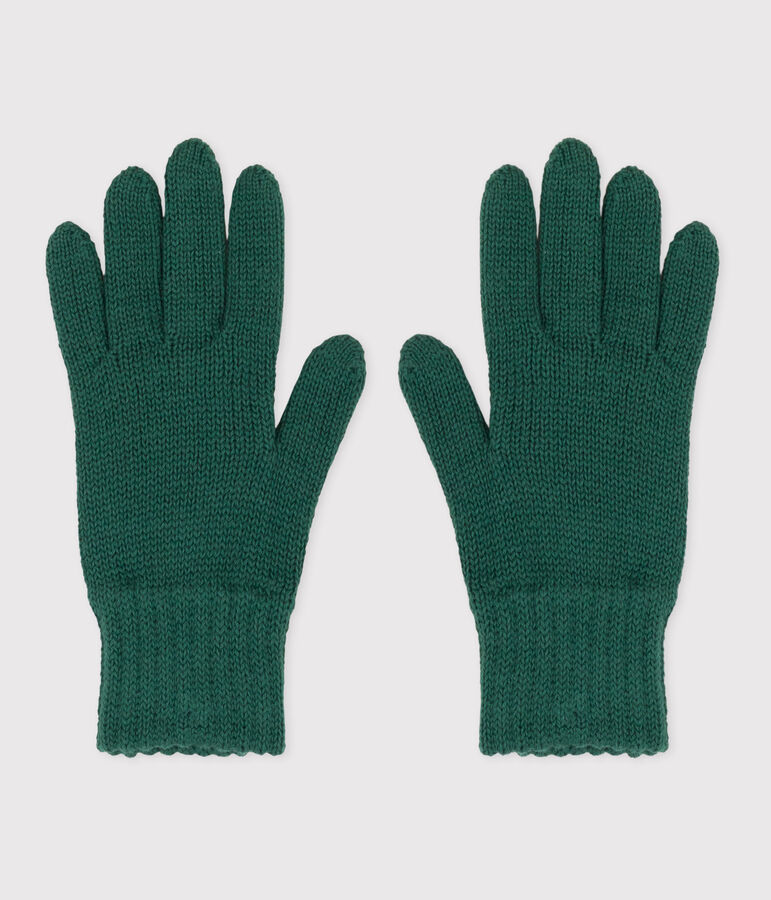 Gants enfant en tricot vert
