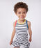 Pyjama short enfant en coton débardeur à rayures blanc MARSHMALLOW/bleu SMOKING