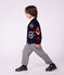 Cardigan enfant en laine et coton &agrave; motifs rouge/multicouleur