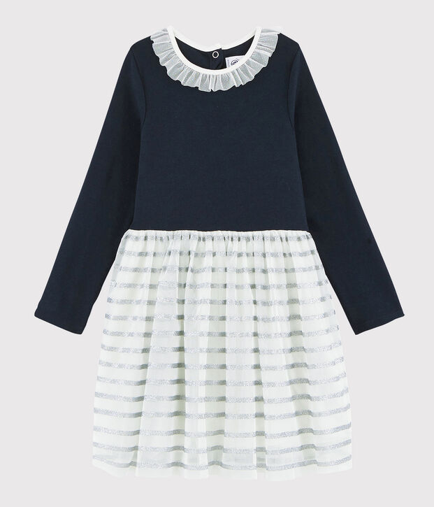 Robe manches longues enfant fille bleu/multicouleur