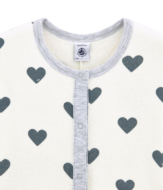 Combinaison petite fille en bouclette éponge grattée extra chaude blanc MARSHMALLOW/bleu ASTRO